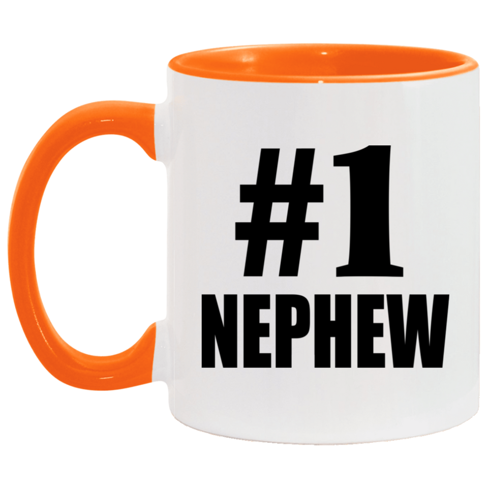 Number One #1 Nephew - 11oz Accent Mug Orange