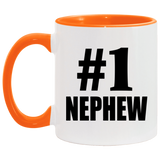 Number One #1 Nephew - 11oz Accent Mug Orange