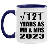 11th Anniversary Square Root of 121 Years As Mr & Mrs 2023 - 11oz Accent Mug Purple