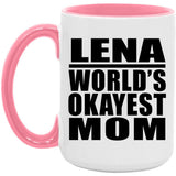Lena World's Okayest Mom - 15oz Accent Mug Pink