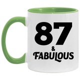 87th Birthday 87 & Fabulous - 11oz Accent Mug Green