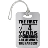 2nd Birthday Square Root of 4 Years of Childhood - Luggage Bag Tag