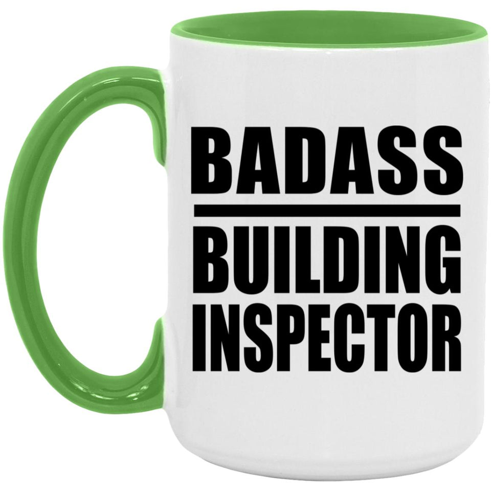 Badass Building Inspector - 15oz Accent Mug Green