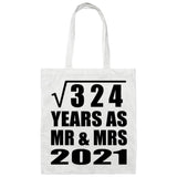 18th Anniversary Square Root of 324 Years As Mr & Mrs 2021 - Tote Bag White