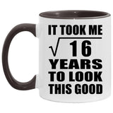 4th Birthday Took Square Root of 16 Years To Look Good - 11oz Accent Mug Black