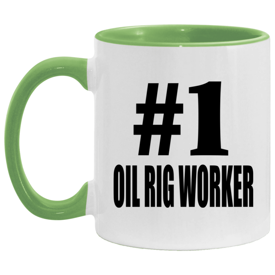 Number One #1 Oil Rig Worker - 11oz Accent Mug Green