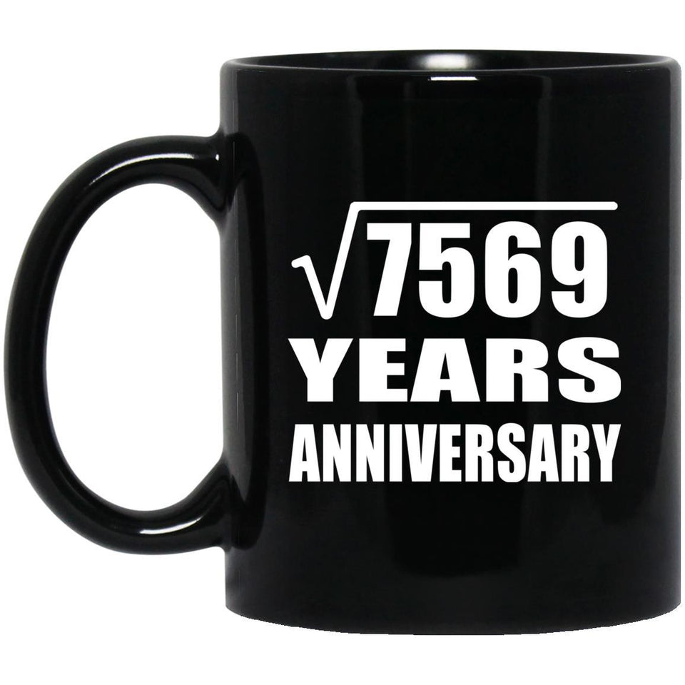 87th Anniversary Square Root of 7569 Years Anniversary - 11oz Coffee Mug Black