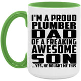 Proud Plumber Dad Of Awesome Son - 15oz Accent Mug Green