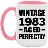 41st Birthday Vintage 1983 Aged Perfectly - 15oz Accent Mug Pink