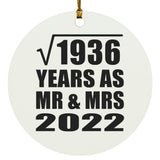 44th Anniversary Square Root of 1936 Years As Mr & Mrs 2022 - Circle Ornament