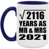 46th Anniversary Square Root of 2116 Years As Mr & Mrs 2021 - 15oz Accent Mug Purple