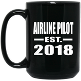 Airline Pilot Established EST. 2018 - 15 Oz Coffee Mug Black