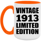 111th Birthday Vintage 1913 Limited Edition - 15oz Accent Mug Orange