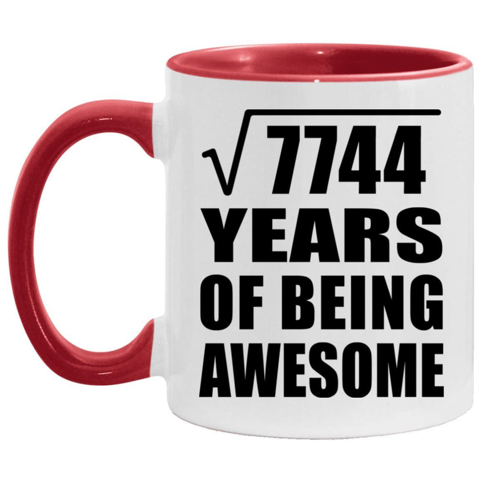 88th Birthday Square Root of 7744 Years of Being Awesome - 11oz Accent Mug Red