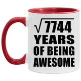 88th Birthday Square Root of 7744 Years of Being Awesome - 11oz Accent Mug Red