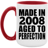 16th Birthday Made In 2008 Aged to Perfection - 15oz Accent Mug Red