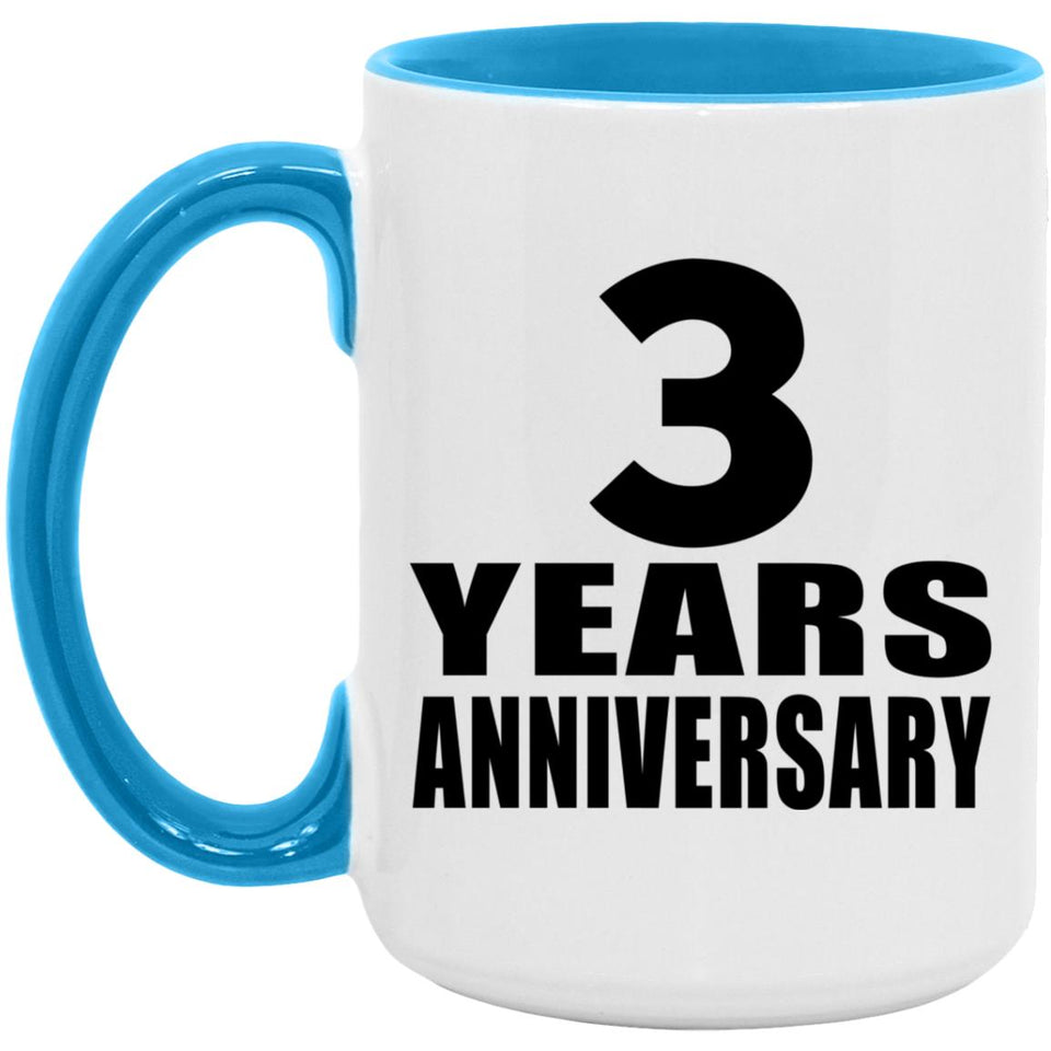 3rd Anniversary 3 Years - 15oz Accent Mug Blue