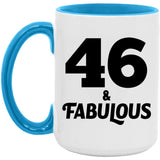 46th Birthday 46 & Fabulous - 15oz Accent Mug Blue