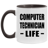 Computer Technician Life - 11oz Accent Mug Black