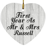 First Year As Mr & Mrs Russell - Heart Ornament F
