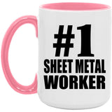 Number One #1 Sheet Metal Worker - 15oz Accent Mug Pink
