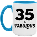 35th Birthday 35 & Fabulous - 15oz Accent Mug Blue