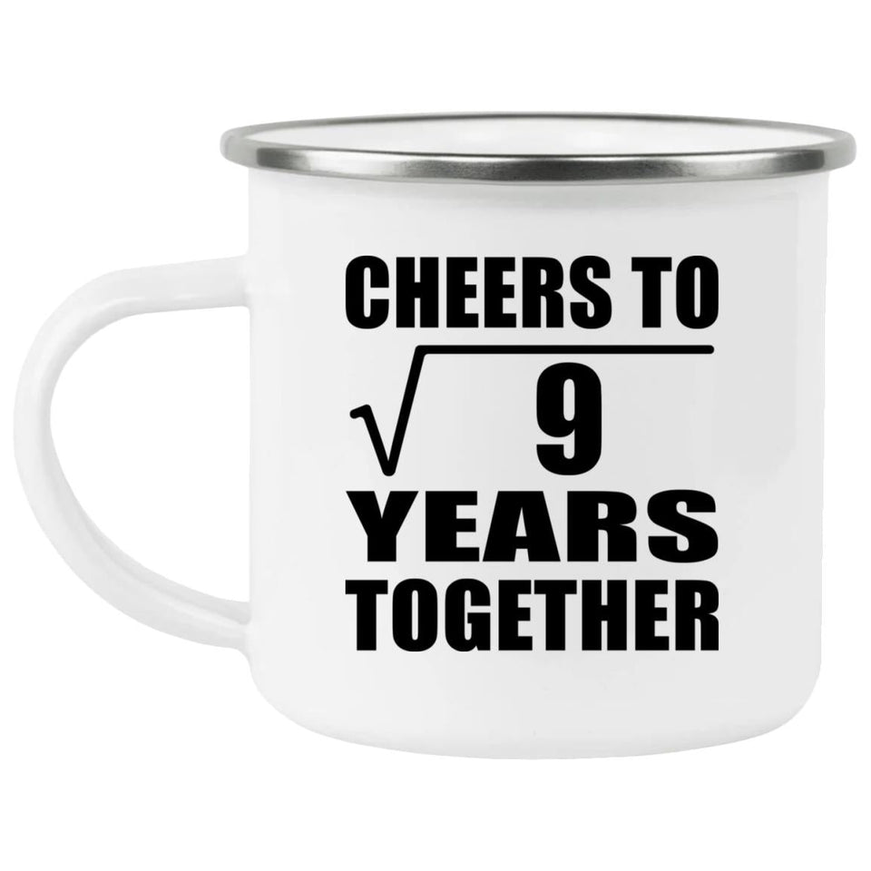 3rd Anniversary Cheers To Square Root of 9 Years Together - 12oz Camping Mug