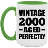 24th Birthday Vintage 2000 Aged Perfectly - 15oz Accent Mug Green