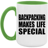 Backpacking Makes Life Special - 15oz Accent Mug Green