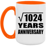 32nd Anniversary Square Root of 1024 Years Anniversary - 15oz Accent Mug Orange