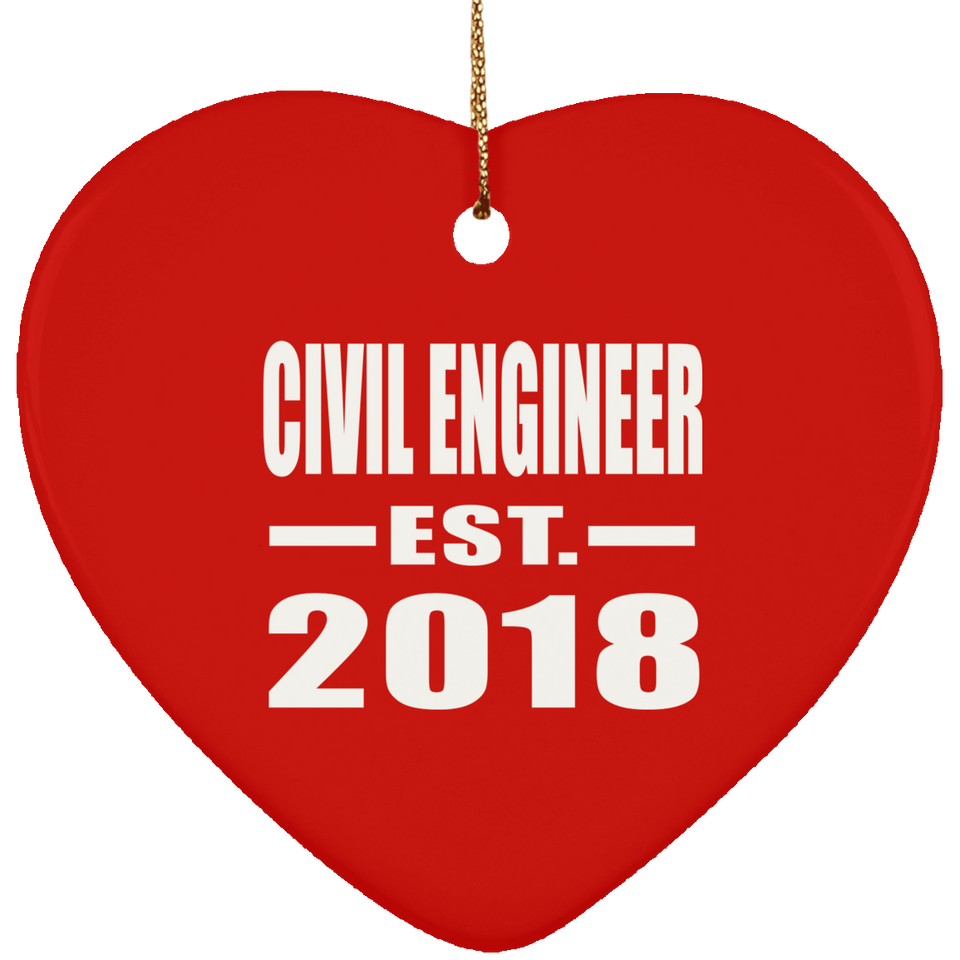 Civil Engineer Established EST. 2018 - Heart Ornament