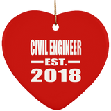 Civil Engineer Established EST. 2018 - Heart Ornament