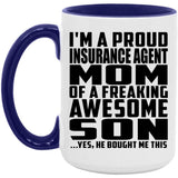 Proud Insurance Agent Mom Of Awesome Son - 15oz Accent Mug Purple