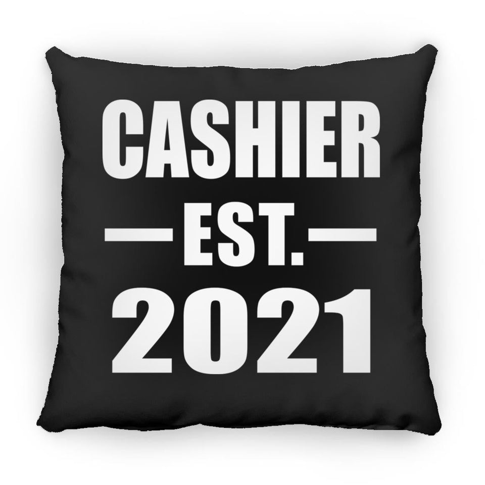 Cashier Established EST. 2021 - Throw Pillow Black