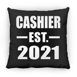 Cashier Established EST. 2021 - Throw Pillow Black