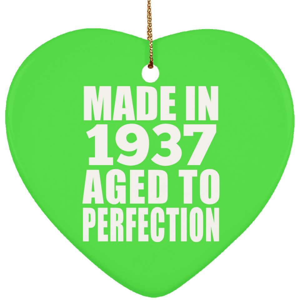 87th Birthday Made In 1937 Aged to Perfection - Heart Ornament