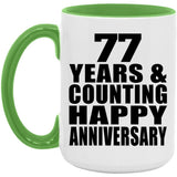 Happy 77th Anniversary 77 Years & Counting - 15oz Accent Mug Green
