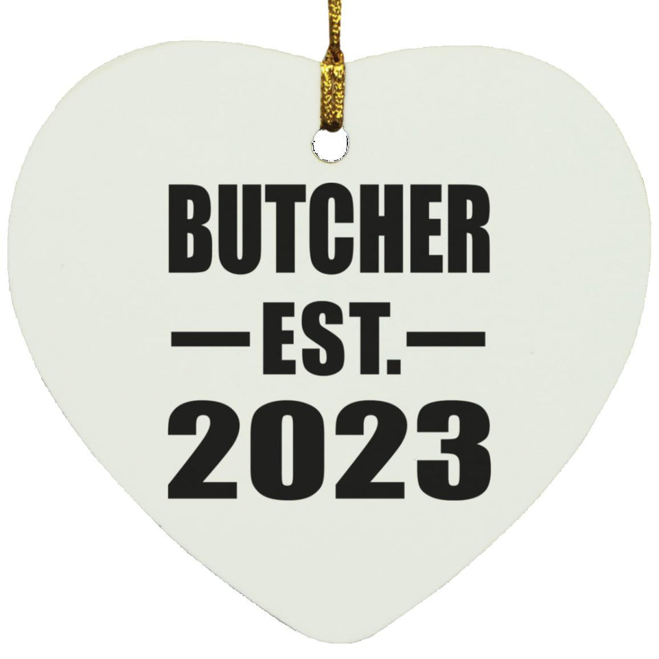 Butcher Established EST. 2023 - Heart Ornament