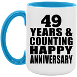 Happy 49th Anniversary 49 Years & Counting - 15oz Accent Mug Blue