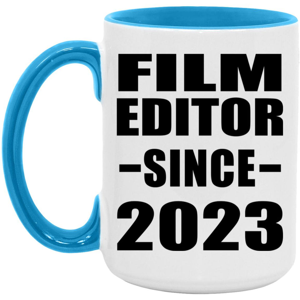 Film Editor Since 2023 - 15oz Accent Mug Blue