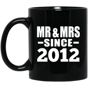 12th Anniversary Mr & Mrs Since 2012 - 11 Oz Coffee Mug Black