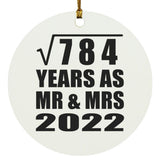 28th Anniversary Square Root of 784 Years As Mr & Mrs 2022 - Circle Ornament