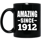 112th Birthday Amazing Since 1912 - 11oz Coffee Mug Black