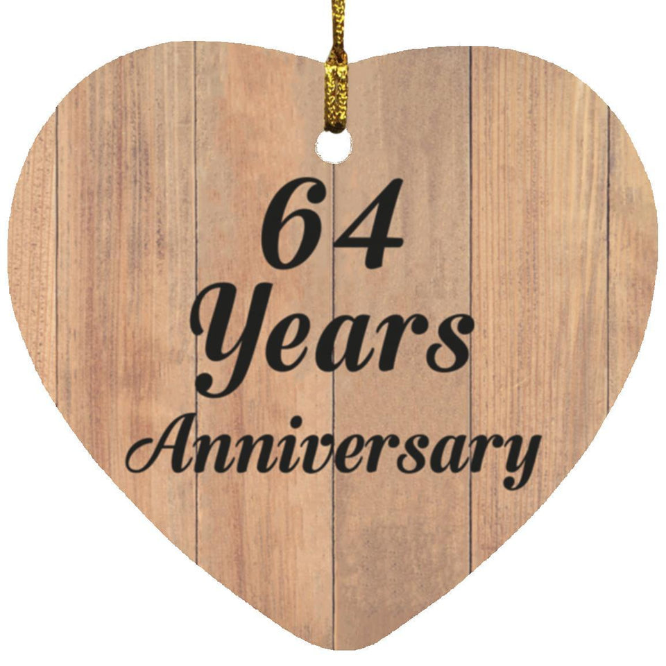 64th Anniversary 64 Years Anniversary - Heart Ornament C