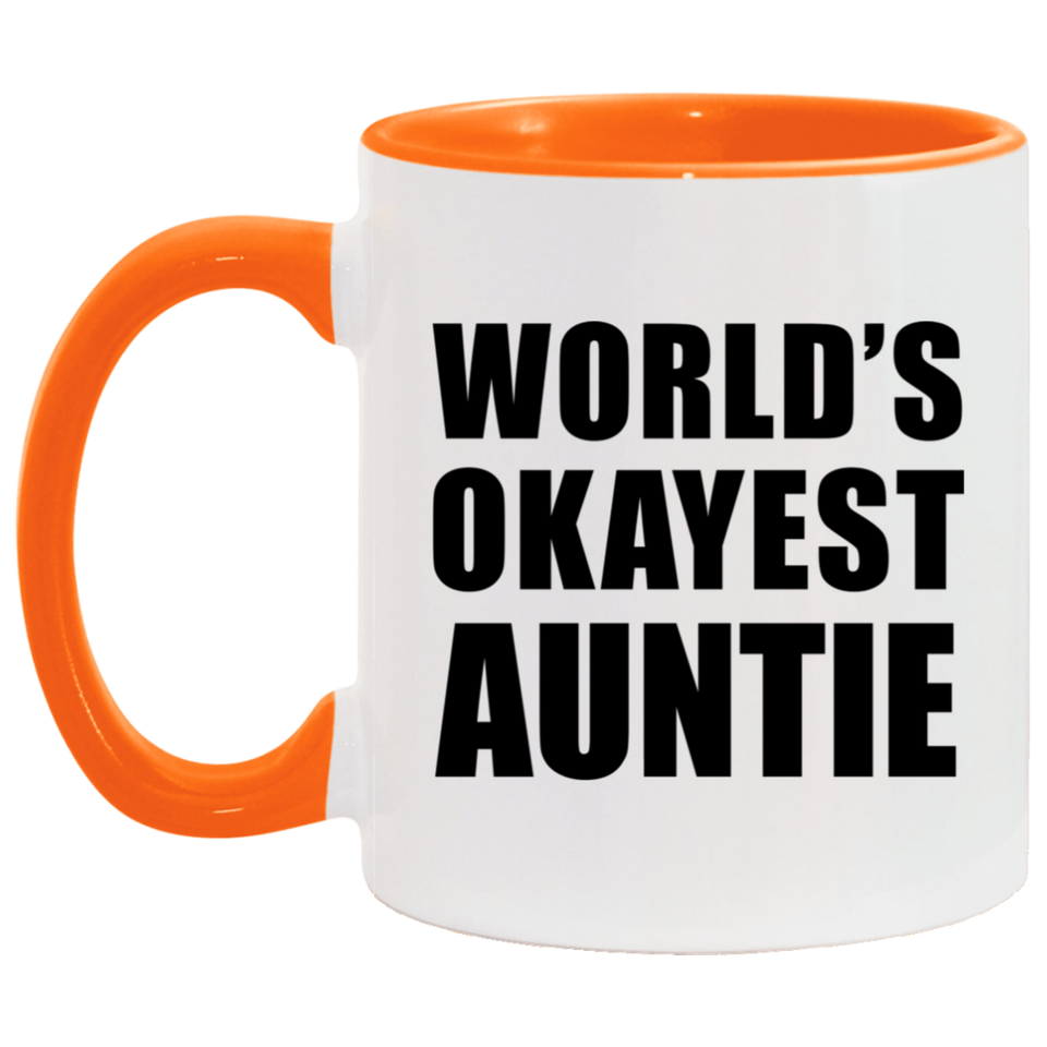 World's Okayest Auntie - 11oz Accent Mug Orange