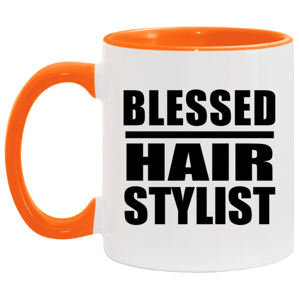 Blessed Hair Stylist - 11oz Accent Mug Orange