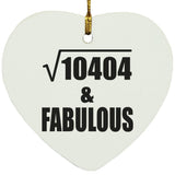 102nd Birthday Square Root of 10404 & Fabulous - Heart Ornament
