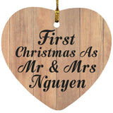 First Christmas As Mr & Mrs Nguyen - Heart Ornament C