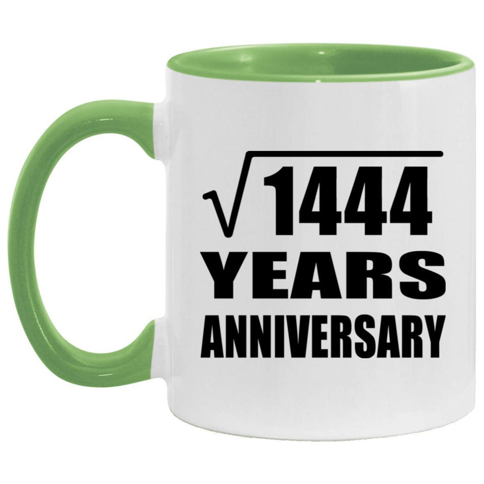 38th Anniversary Square Root of 1444 Years Anniversary - 11oz Accent Mug Green