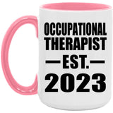 Occupational Therapist Established EST. 2023 - 15oz Accent Mug Pink